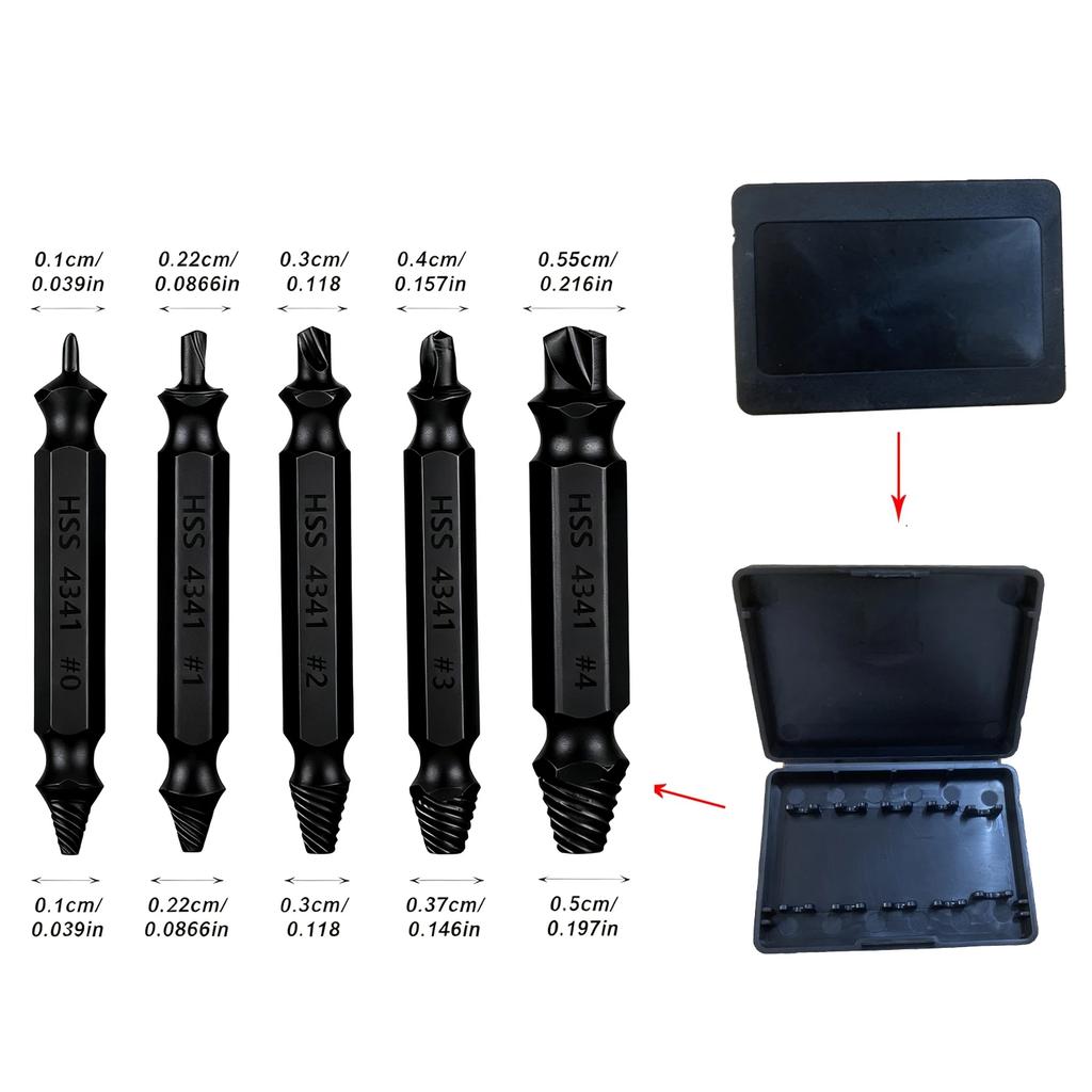5 Stück beschädigter Schraubenextraktor Bit Bohrer Set Gebrochener Speed Out Schraubenextraktor Schraubenbolzenentferner Leicht herausnehmen Abbruchwerkzeuge