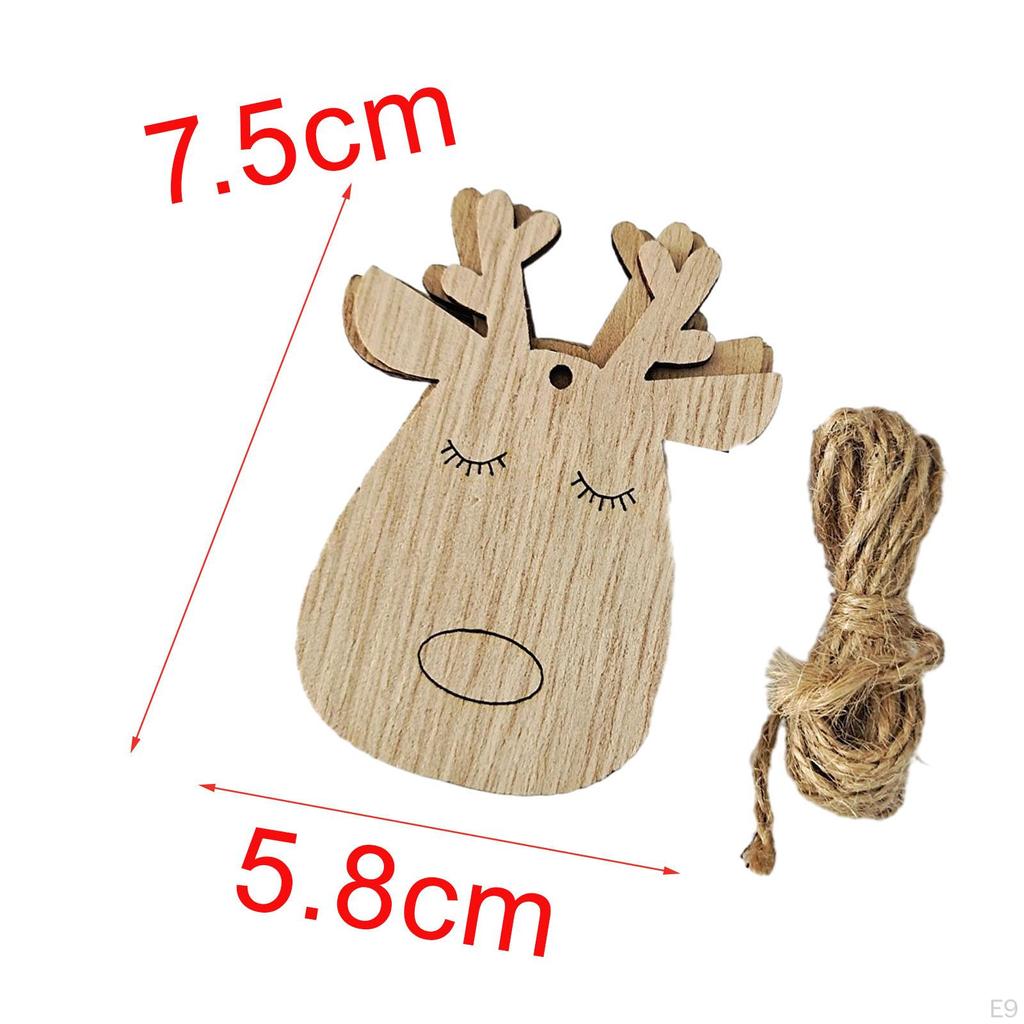 10 Pieces Unfinished Wooden Cutouts Christmas Tree Decoration Hanging Unpainted DIY