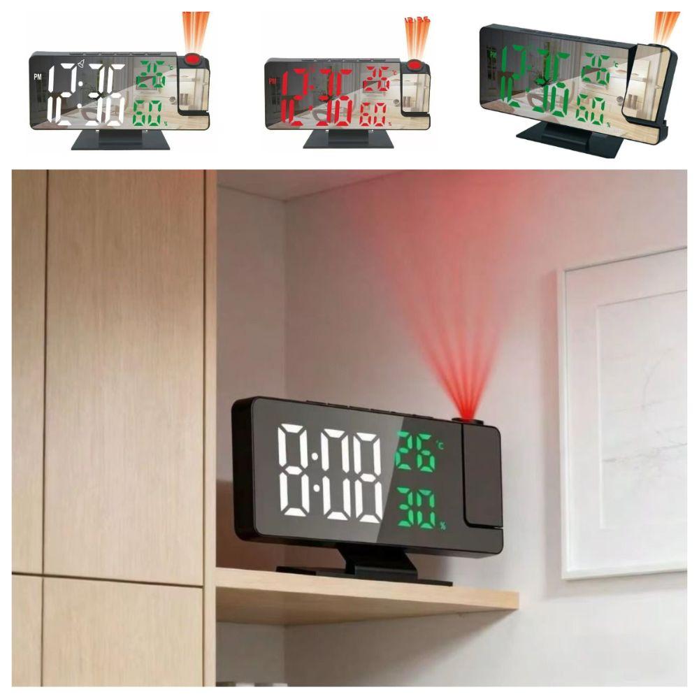 Temperature Humidity Display Mirror Projection Clock Rotatable Electronic Alarm Clock Home Office