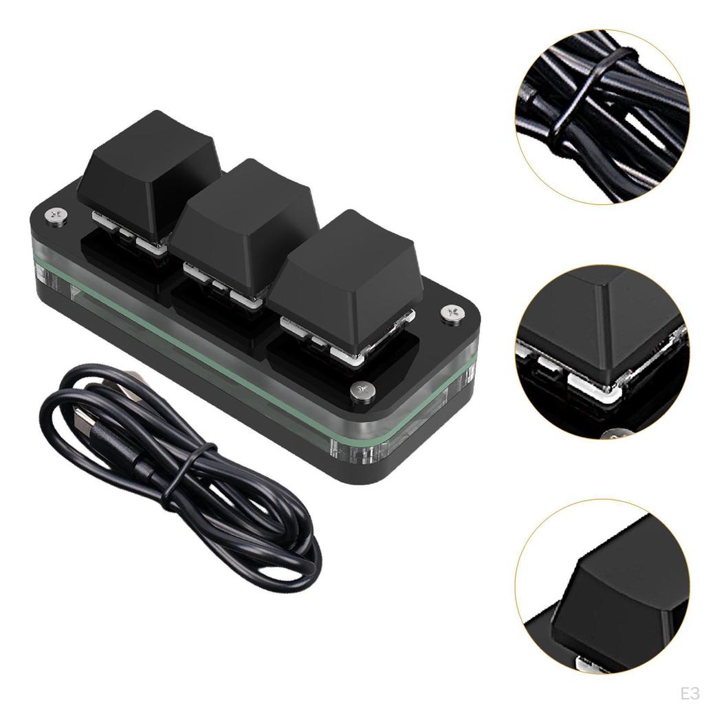 Mini 3 Key Keypad for , Mechanical Keyboard with Compact Design