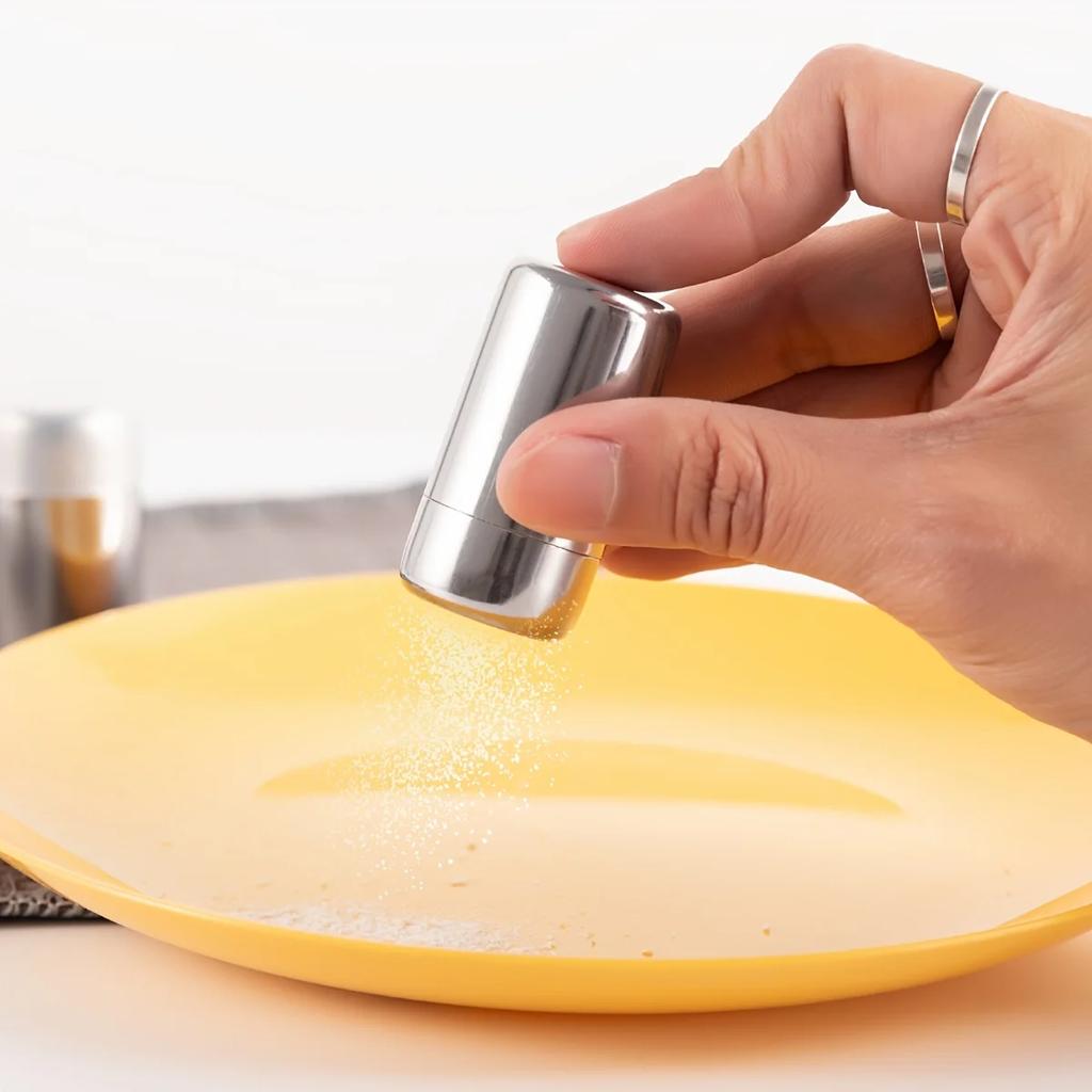 2Pcs Pepper Spice Shaker Bottle Mini Stainless Steel Spice Shaker Seasoning Jar Salt Sugar Bottle Multifu Dispenser Cooking Tool