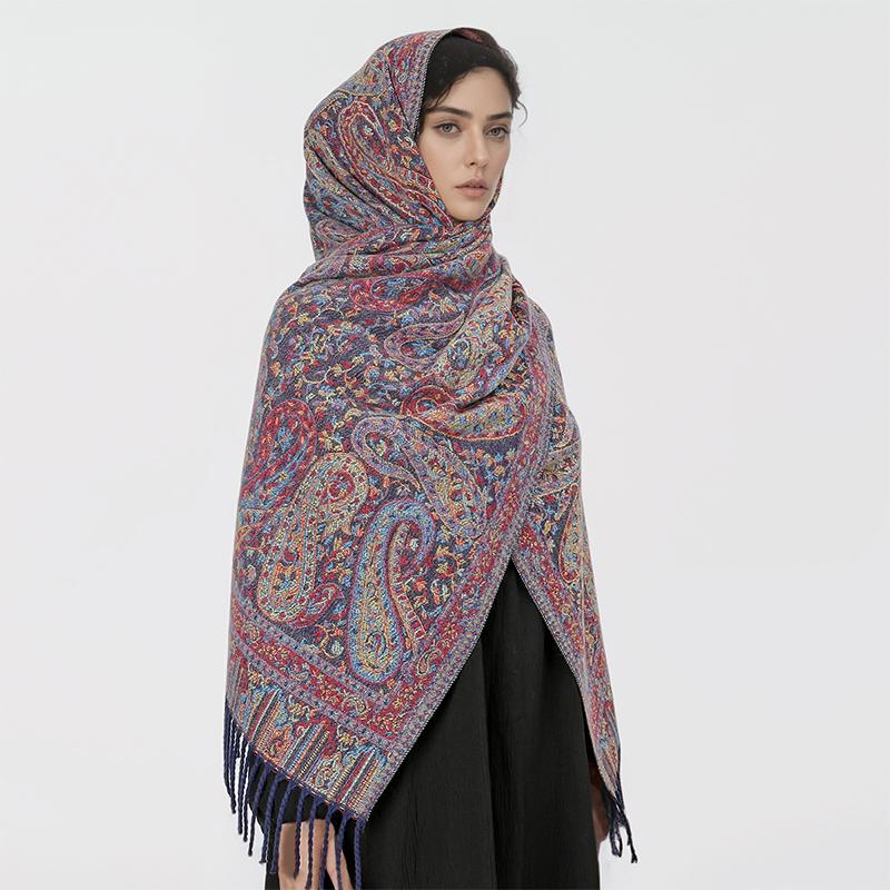 Shawl Warm Winter Scarf Hijab Women Print Paisley Cashmere Pashmina Thick Wrap Head Neck Foulard Luxury  Blanket Echarpe