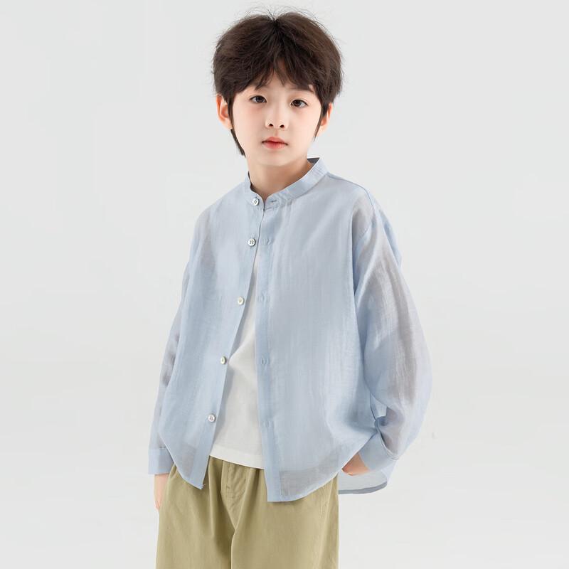 Легкая мужская рубашка со стойкой из смеси лиоцелла и льна 150