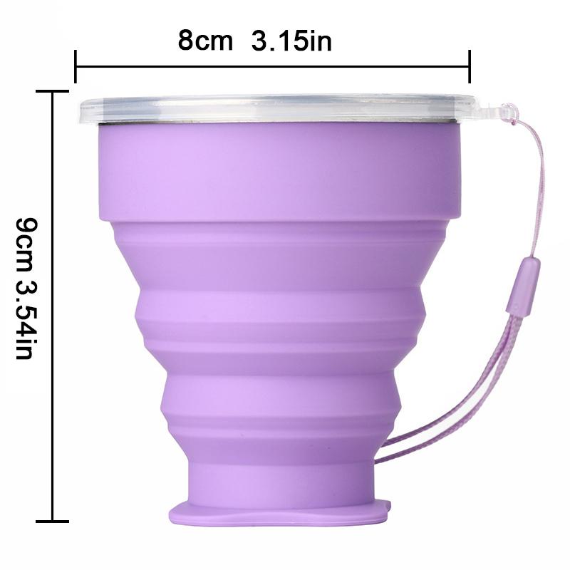 Copo Dobrável de Silicone para Exterior Caneca Dobrável Garrafa Dobrável para Camping Copos de Água de Viagem Caneca Portátil para Chá/Bebida com Tampa 200ML