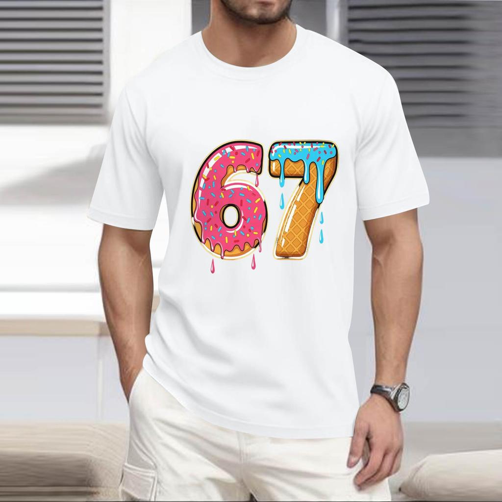 Men's Popular T-shirt Printed Round Neck Short Sleeve T-shirt