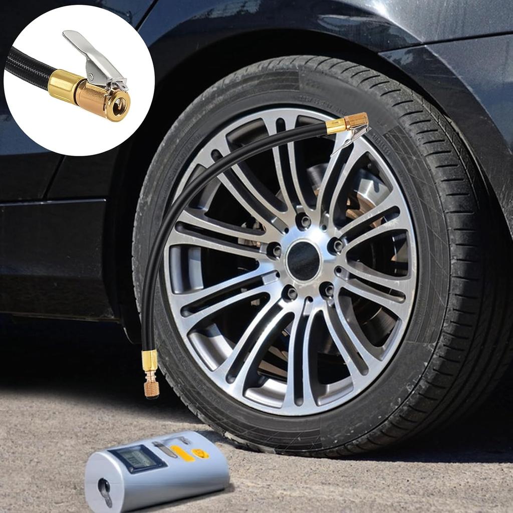 12'' Tire Inflator Hose, Tire Inflator Adapter with Presta Valve, Hose Connector for Air Compressor, High-Pressure Tube Car Motorcycle Maintenance