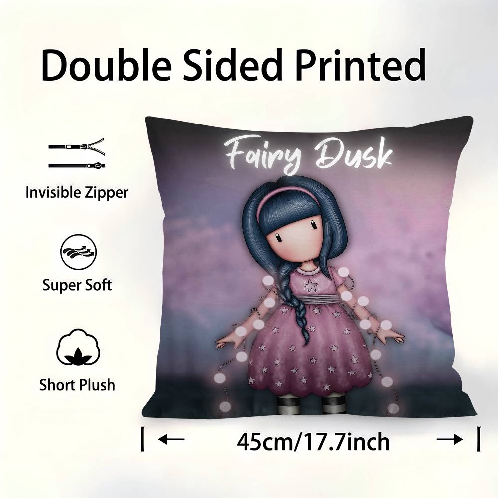 SSantoroGorjuss Cute Cartoon Girl Pillow Cover For Bedroom Room And Living Room Sofa Decorative Cushion Cover