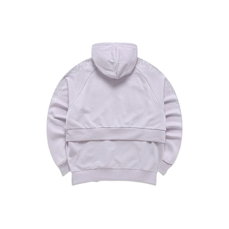 FILA Fusion Embroidered Logo Fake Two-Piece Hooded Pullover Sweatshirt Women sweatshirt Light-Purple White T11W141207F-VT