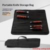Black Chef Knife Roll Bag 5 Pockets Carry Case Portable Oxford Kitchen Cooking Knives Storage Bags Durable Knife Carrying Punch