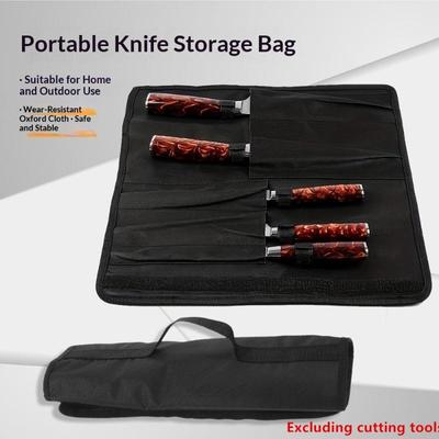Borsa porta coltelli da chef nera 5 tasche Custodia da trasporto Portatile Oxford Sacche porta coltelli da cucina Resistente Porta coltelli perforato