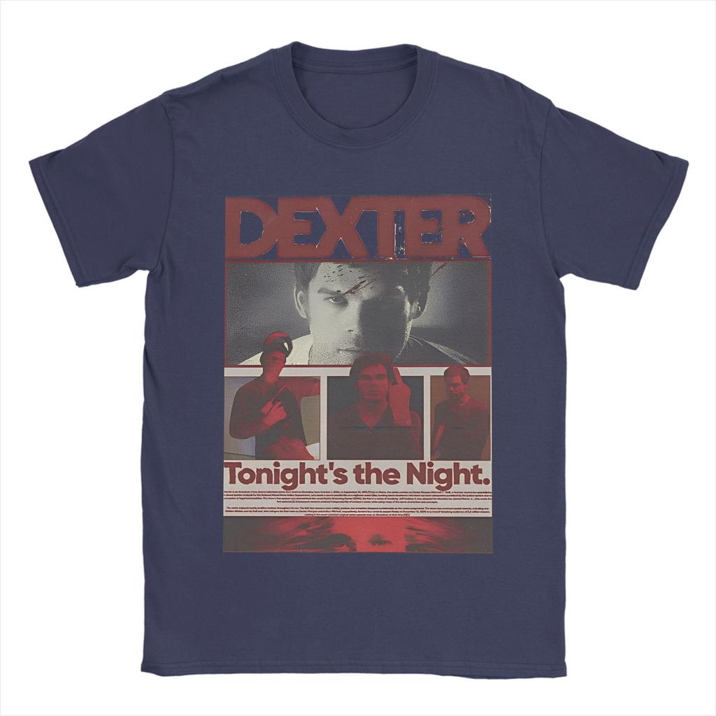 Camiseta de Algodón de la Película de Dexter Morgan para Adulto Verano Drama de TV Criminal Camisetas Retro Cuello Redondo Camiseta Harajuku Ropa Oversize