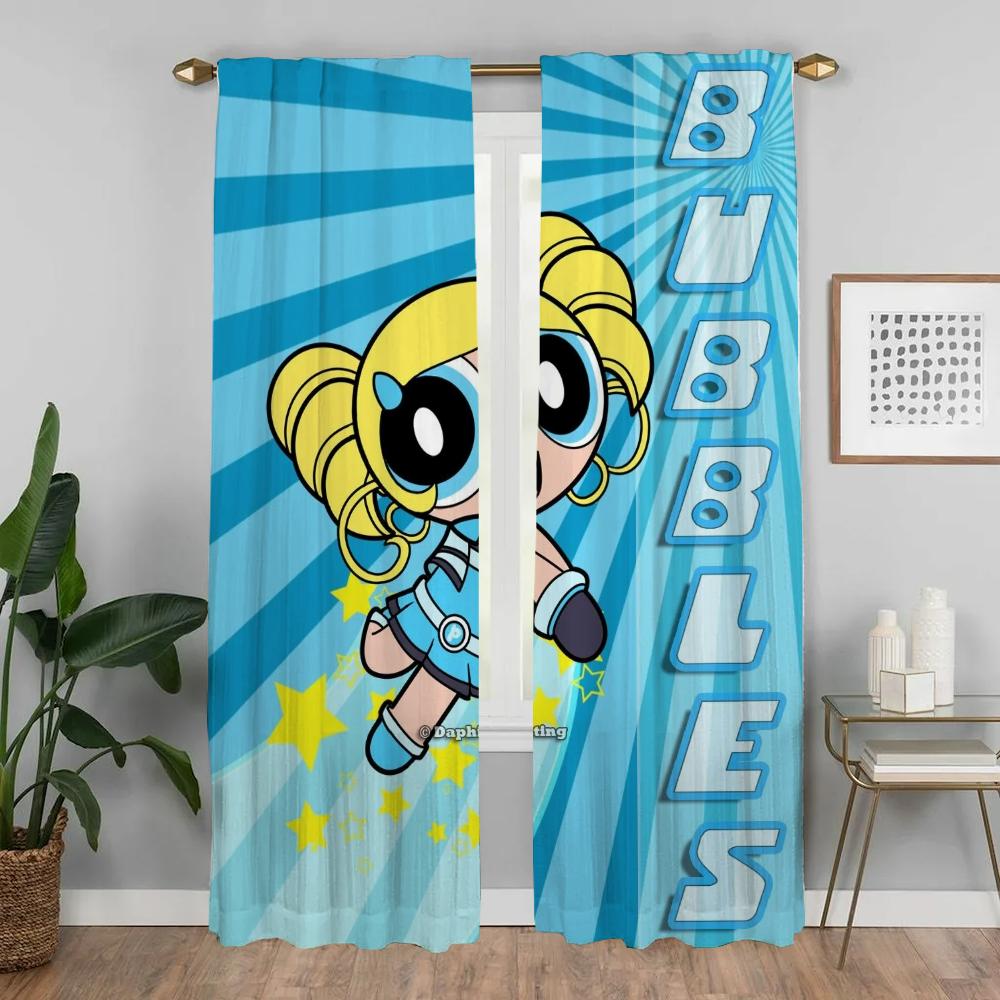 Eleganckie zasłony do salonu The Powerpuff Girls Dekoracja Halloween Zasłony kuchenne 2 sztuki Rolety okienne