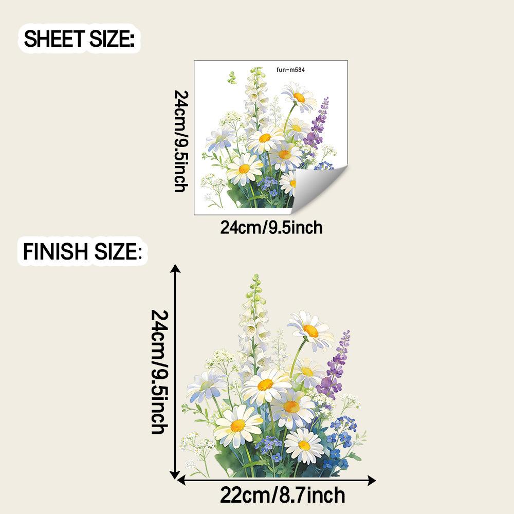 Painted Sticker Small Daisy Flower Bathroom and Toilet Decoration Beautifying Wall Sticker