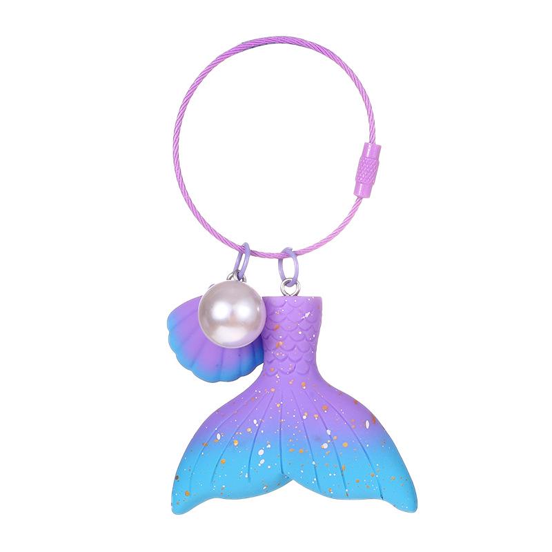 Creatieve Kleurverloop Parel Zeemeerminstaart Sleutelhanger - Elegante Autosleutelhanger & Dames Tas Hanger Cadeau