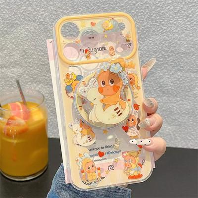 For iPhone 17 Pro 15 14 16 Pro Max Kawaii Cartoon Star Baby Magnetic Phone Case Cover with Shaking Stand For Magsafe Case