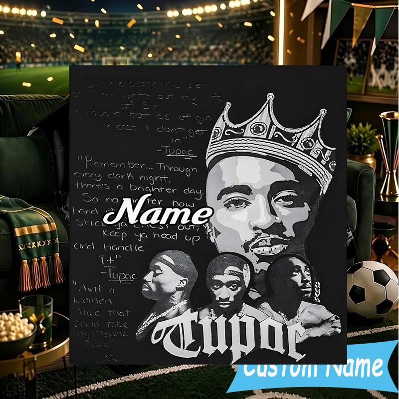 1PC Custom Name Tribute Tupac's Legacy Throws Blanket Flannel Blankets for Couch Bed Gifts for Men Women Travel Picnic Christmas fan Gifts