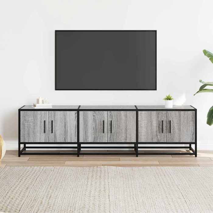 VidaXL Meuble TV sonoma gris 150x35x41 cm bois d'ingénierie et métal, banc TV, meuble hifi, centre de divertissement, buffet 848862