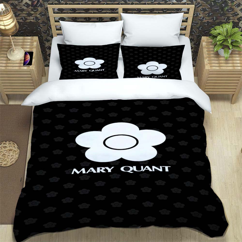 3-Piece M-Mary -Q-Quant- t PrintedDuvet Cover Set – Includes 1 Duvet Cover and 2 Pillowcases; Suitable for Home and Dorm Use