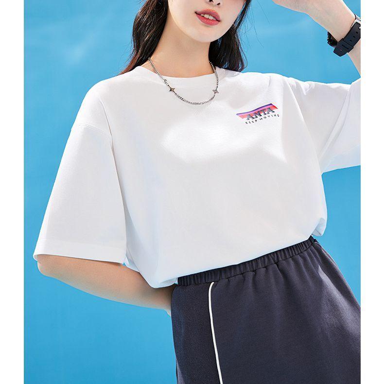 Anta Letter Print Crew Neck Short Sleeve T-Shirt Men Tops White 152328114-1