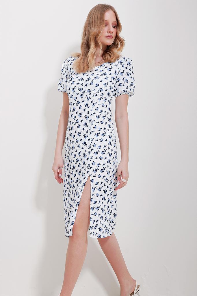 Women's Dress New Season Fashion Pink Square Collar Back Lace Slit Patterned Dress