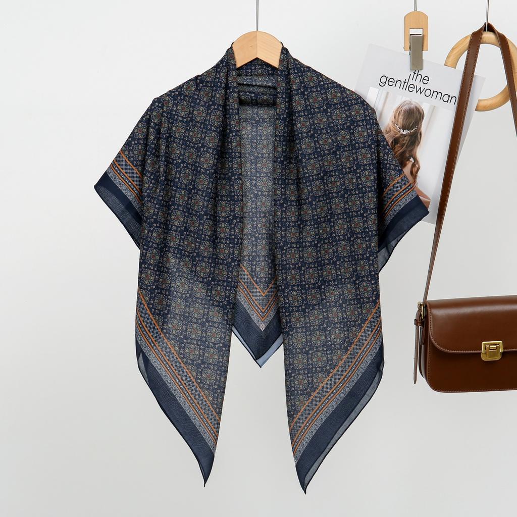 110cm Printed Cotton Square Scarf For Woman Muslim Hijabs Shawls Fashion Soft Wraps Ladies Neckerchief Female Handkerchief