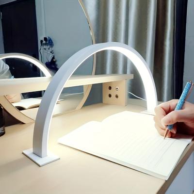 Crescent Moon LED Desk Lamp / Dimmable & Color Temperature / Adjustable Gooseneck Arm & Brightness / Eye-Caring Metal Table Lamp for Office, Study