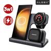 Kabelloses Induktionsladegerät 3-in-1 Qi 3.0 Schnell für Samsung S22 S23 S24 S25 Galaxy Watch Buds Station Schwarz