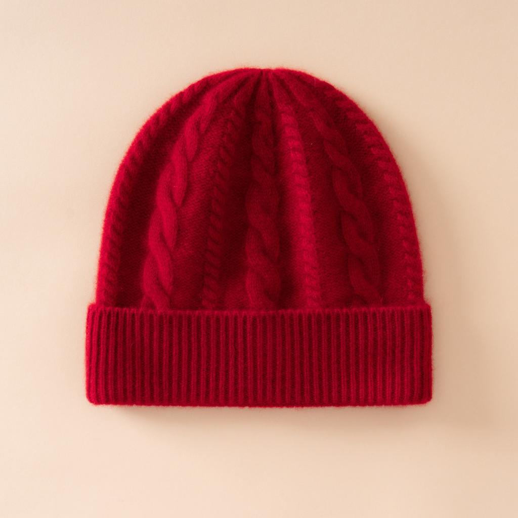 Size Batch% Pure Cashmere Top Luxury Women's Solid Color Plaid Small Twist Knitted Headhat