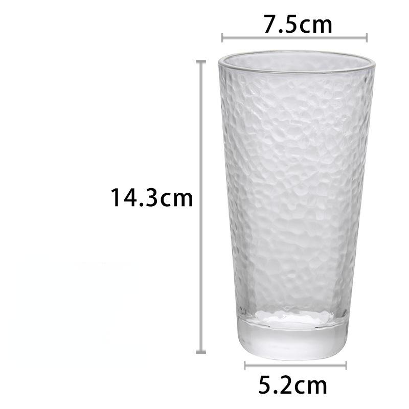 330ml Glasses Transparent Water Cup Beverage Cup Embossed Glass Heat-resistant Tea Cup  Creative Hammer Pattern Glass