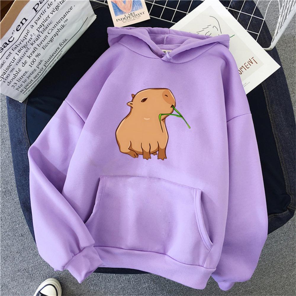 Funny Capybara Kawaii Cartoon Print Women Hoodies Hip Hop Clothes Hooded Sweatshirts Streetwear Hoodie Female Hoody