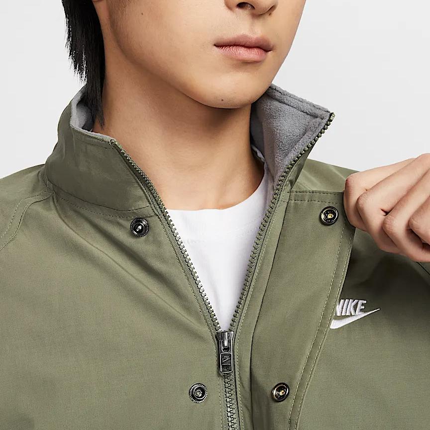 Nike Club Futura Fashion Comfortable Soft Versatile Long Sleeve Jacket Men Jacket Olive-Green White FZ0657222