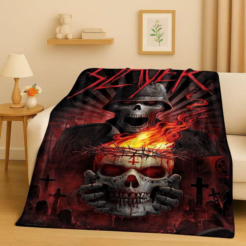 3D Slayer Thrash Metal Rcck Music Band Sign Flannel Blanket,Ultra Soft Warm Plush Throw for Home Bedroom Bed Sofa Cover Gift Kid