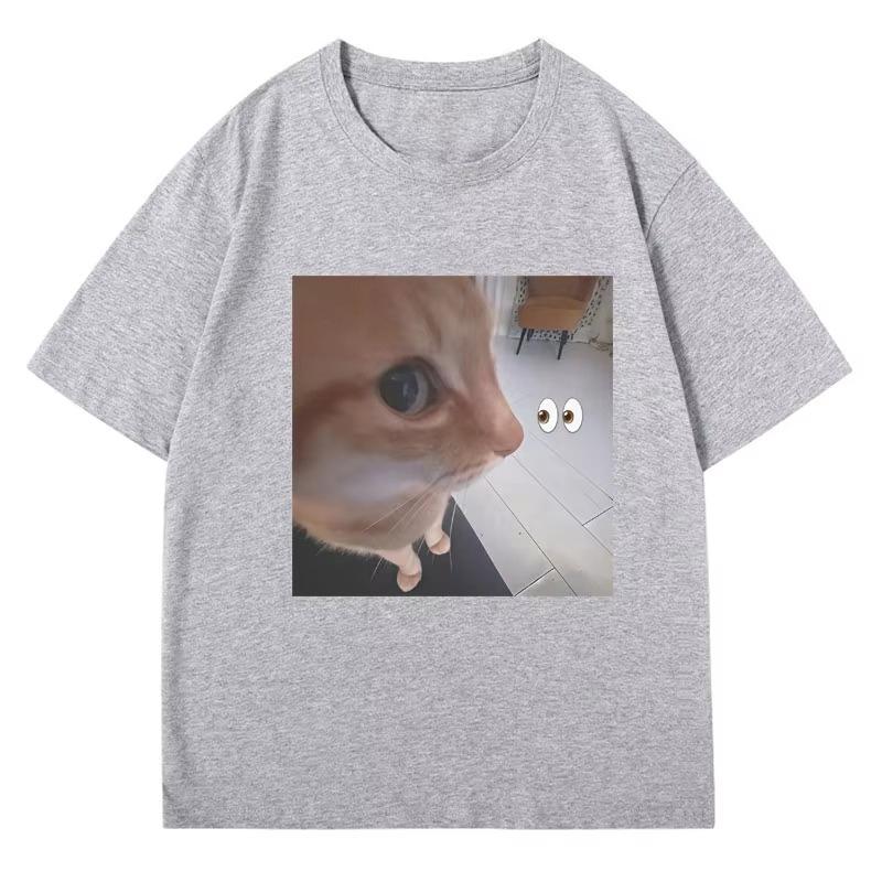 2025 New Summer Casual Short Sleeve T-Shir Print Cotton Regular Fit Round Neck Breathable Loose Unisex Tee Men Women Clothing