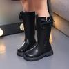 Girls High Top Winter Boots Bow Detail Slip Resistant Rubber Sole Zipper Closure Warm Fabric Lining