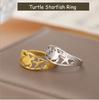 Cazador Cute Turtle Starfish Open Rings for Women Stainless Steel Adjustable Finger Rings Gold Color Jewelry 2026 Valentine Gift