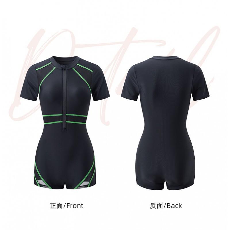 One-piece Boxer Swimsuit Women's Swimming Pool Racing Sports Surfing Suit Conservative Hot Large Size