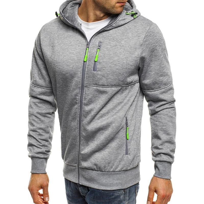 Men Keep Warm Hoodies Autumn and Winter Men's Hoodies Sweatshirts Contrast Color Slim Thickened Fleece Hoodies Casual Coat