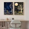 Abstract Deer Tree Canvas Art Painting Prints Modern Wall Decorative Posters for Living Room Bedroom Home Decor No Framed