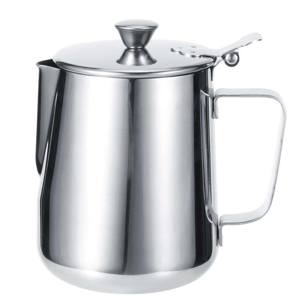 Con Coperchio Tazza per Montare il Latte Acciaio Inossidabile Tazza per Latte Art Caraffa per Vapore Caraffa per Vapore Caffè Casalingo