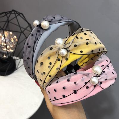 Hairband for Women Denim Fabric Color Knotted Wide-Brimmed Headband Fabric Dot Hairband Head Wrap Hair Band Accessories