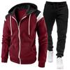 Men's Color Block Fashion Casual Sports Hoodie Sweatshirt Set