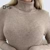 Women High Collar Bottoming Sweater Elastic Breathable Fabric Solid Color Knit Pullover Lazy Style Long Sleeve Slim Fit Sweater