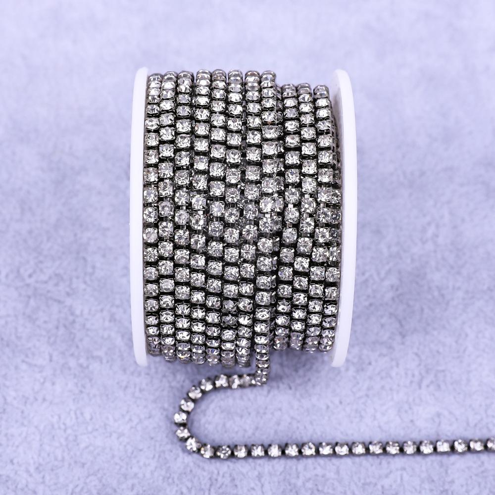 Electroplated Rhinestone Drill Chain: Single Row Metal Claw Chain for DIY Costume Accessories