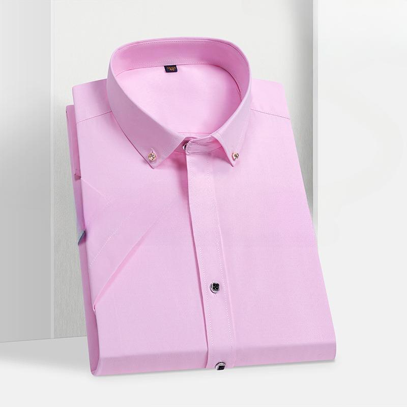 Summer Youth Men's Short Sleeved White Shirt Work Clothes Professional Work Casual Shirts Business Casual Formal Top