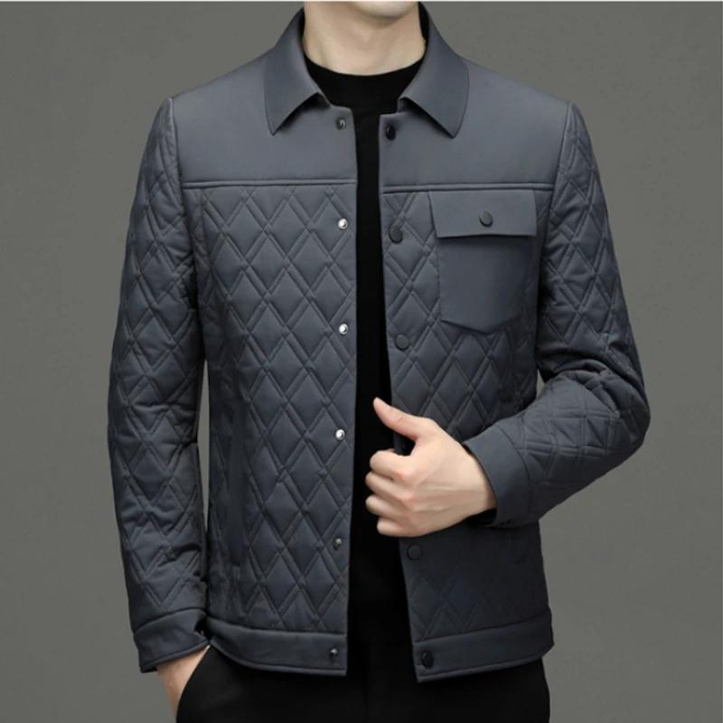 Minglu Autumn Winter Men's Parkas Luxury Autumn Winter Solid Color Single Breasted Business Casual Male Jackets and Coats 4XL