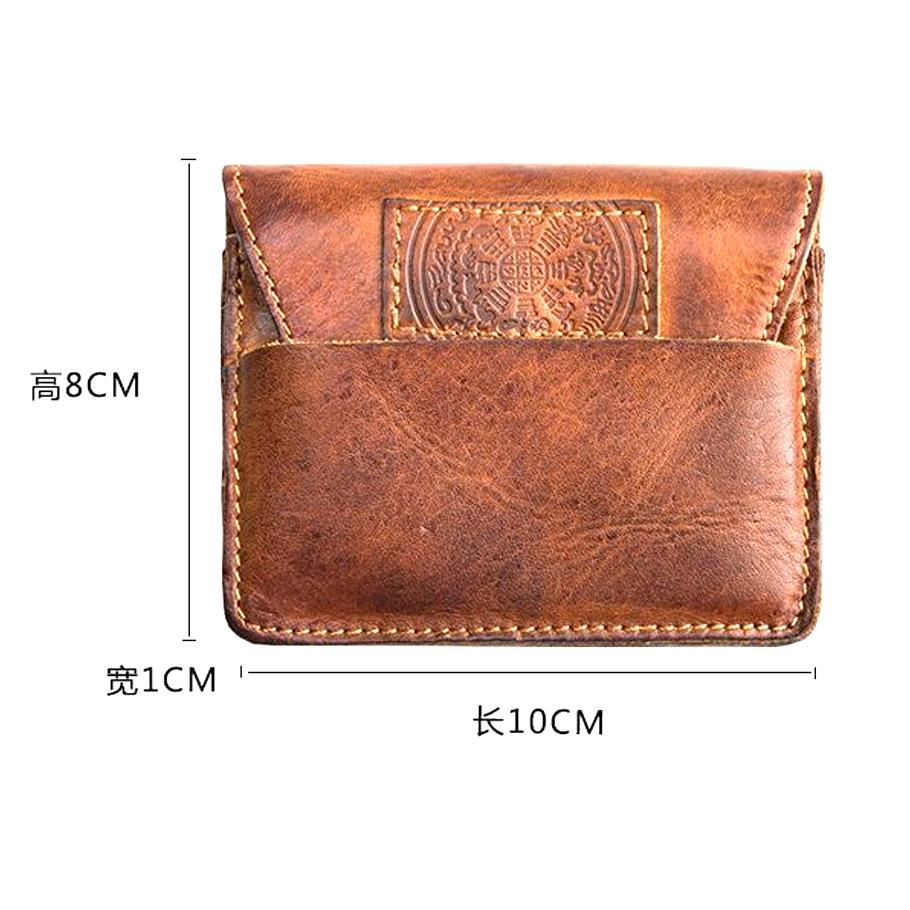 ארנק עור רטרו לגברים ולנשים שכבה ראשונה עור פרה רב-תכליתי אישי קטן תיק כרטיסים עבודת יד עור טהור נשים