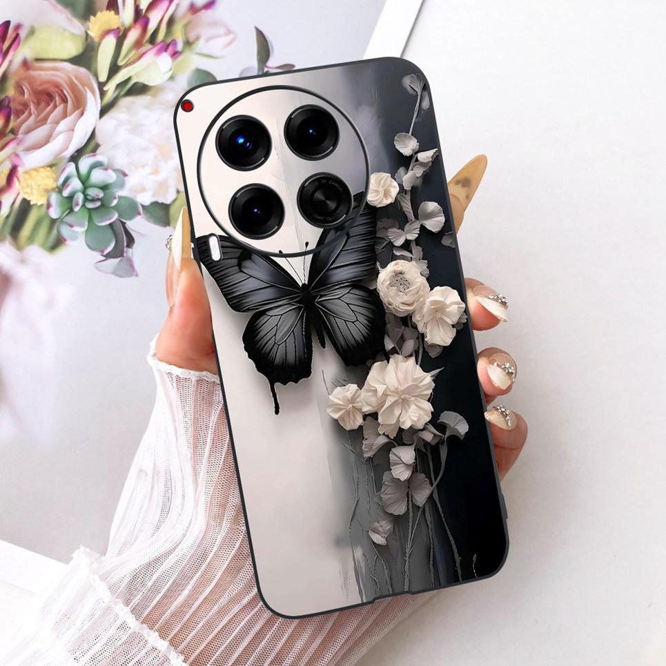 Luxury Flower Butterfly Bow Pattern Casing For Tecno Camon 30 30s Pro 30 Premier Back Cover Clear Soft Silicone Phone Case