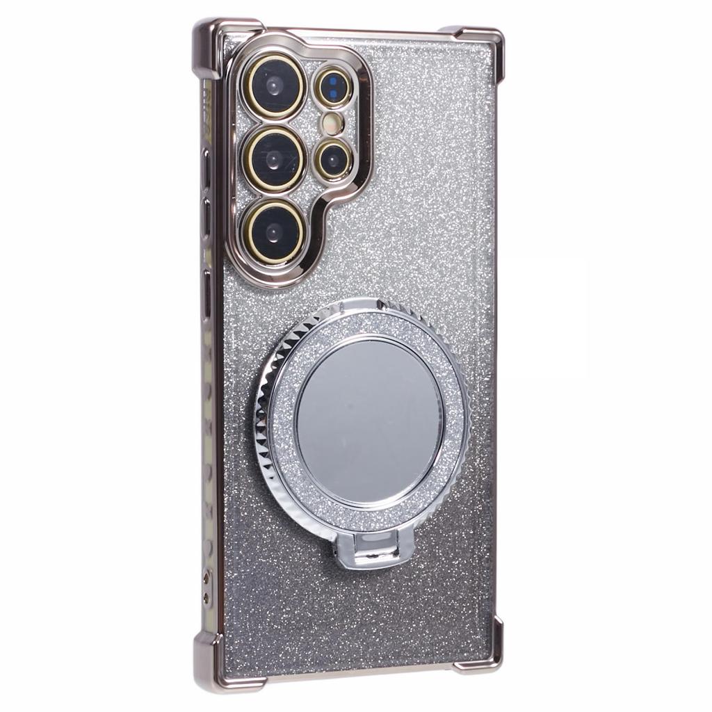 Etui na Samsunga Galaxy S24 Ultra Brokatowe Etui TPU na Telefon ze Stojakiem Lusterko