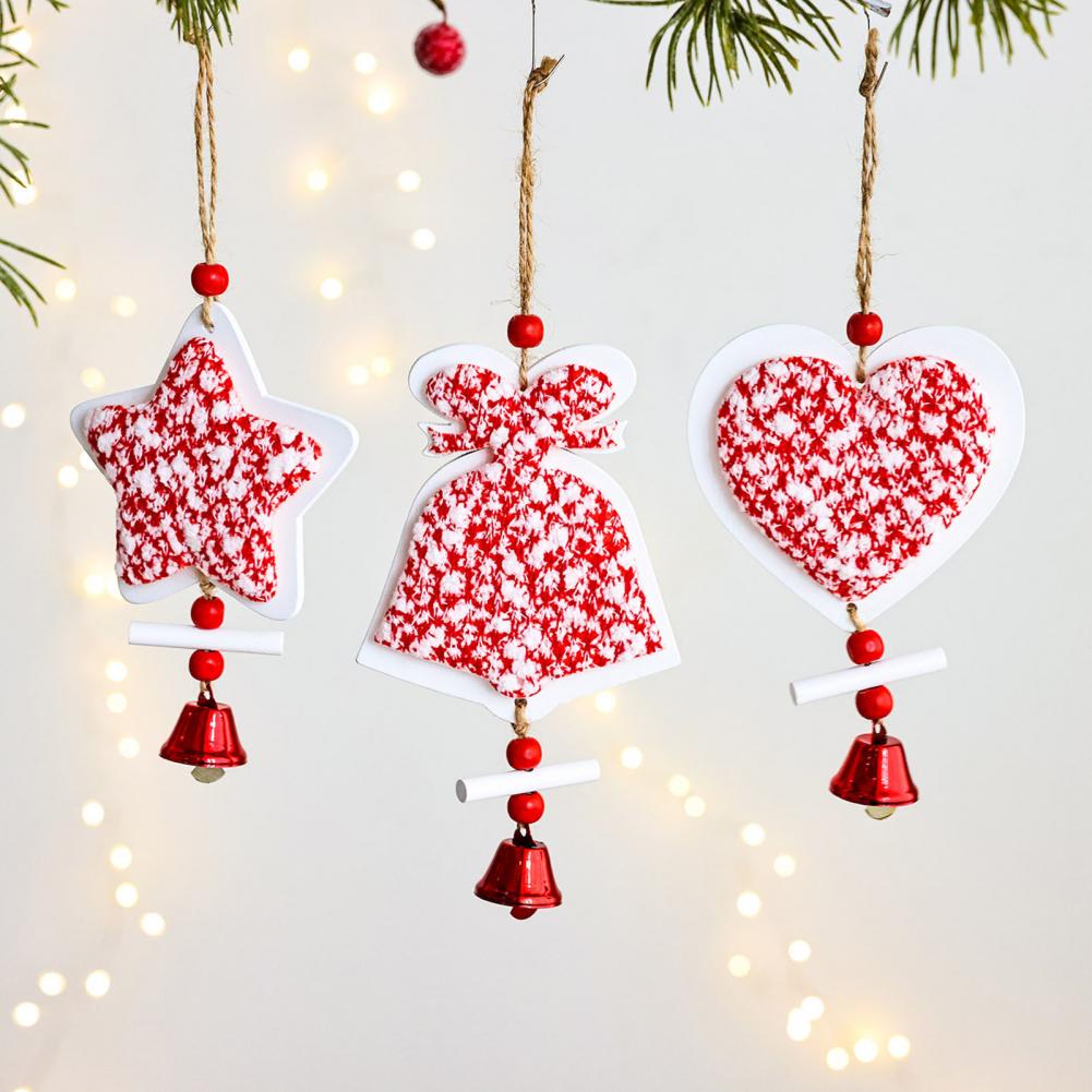 Urocza ozdoba świąteczna z dzwoneczkami Biały dzwonek wietrzny świąteczny Świąteczny zestaw ozdób na choinkę Drewniane serce dzwonek gwiazda