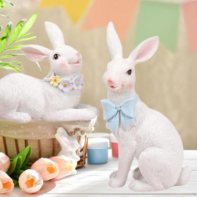 2 τεμάχια κουνελάκια άγαλμα κουνελάκι Ζευγάρι Ρητίνη Διακόσμηση σετ Fantastic Outdoor Garden Cute